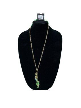 Seahorse Pendant Necklace Starfish Earrings Gold-tone Chain Sea-Inspired Charms